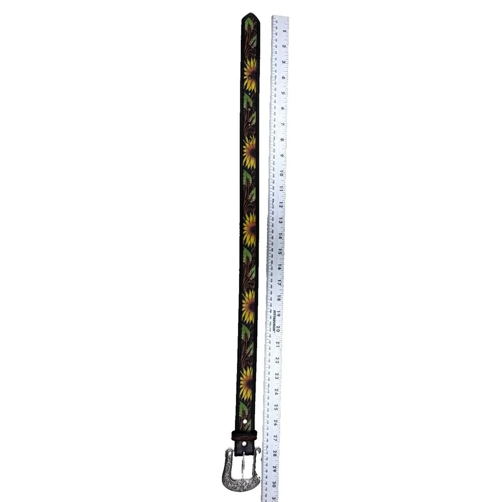 Nocona Western Belt Women Sunflower Tooled Removable Buckle N320002301